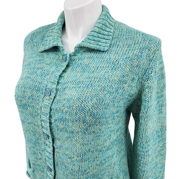 Orvis Vintage Womens Turquoise Button-Down Cardigan Sweater with Pockets M - Picture 1 of 9